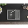 Mexen Enzo, granitový drez 576x465x174 mm, 1-komorový a chrómová batéria Rita, šedá, 6506-71-670300-00