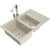 Mexen Gaspar, granitový drez 737x475x177 mm, 1,5-komorový a chrómová batéria Rita, béžová, 6507-69-670300-00