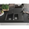 Mexen Gaspar, granitový drez 737x475x177 mm, 1,5-komorový a čierna škvrnitá batéria Rita, čierna škvrnitá, 6507-76-670300-76