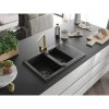 Mexen Gaspar, granitový drez 737x475x177 mm, 1,5-komorový a zlatá batéria Rita, čierna, 6507-77-670300-50-B