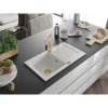 Mexen Pablo, granitový drez 752x436x161 mm, 1-komorový a zlatá batéria Rita, biela, 6510-20-670300-50