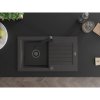 Mexen Pablo, granitový drez 752x436x161 mm, 1-komorový a čierna batéria Rita, čierna škvrnitá, 6510-76-670300-70-B