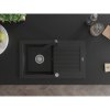 Mexen Pablo, granitový drez 752x436x161 mm, 1-komorový a čierna batéria Rita, čierna, 6510-77-670300-70