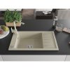 Mexen Elias, granitový drez granitový 795x480x200 mm, 1-komorový, béžová s chrómovým sifónom a béžová drezová batéria Rita, 6511-69-670300-69