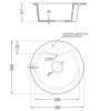 Mexen Diego, 1-komorový granitový drez 488x488x167 mm, chrómový sifón, čierna matná batéria Rita, čierna - zlatá metalíza, 6512-75-670300-70