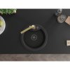 Mexen Diego, 1-komorový granitový drez 488x488x167 mm, čierny sifón, zlatá lesklá batéria Rita, čierna, 6512-77-670300-50-B