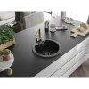 Mexen Diego, 1-komorový granitový drez 488x488x167 mm, čierny sifón, zlatá lesklá batéria Rita, čierna, 6512-77-670300-50-B