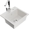Mexen Milo, 1-komorový granitový drez 435x410x171 mm a chrómová batéria Rita, biela, 6505-20-670300-00
