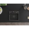 Mexen Milo, 1-komorový granitový drez 435x410x171 mm a čierna batéria Rita, čierna škvrnitá, 6505-76-670300-70-B