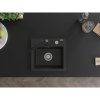 Mexen Milo, 1-komorový granitový drez 435x410x171 mm a čierna batéria Rita, čierna, 6505-77-670300-70