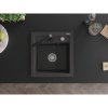 Mexen Vito, 1-komorový granitový drez 520x490x210 mm, čierna batéria Rita, čierna škvrnitá, 6503-76-670300-70