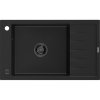 Mexen Elias, granitový drez granitový 795x480x200 mm, 1-komorový, čierna s čiernym sifónom, 6511791005-77-B