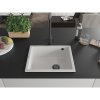 Mexen Pedro, granitový drez 560x460x200 mm, 1-komorový, biela s čiernym sifónom, 6508561000-20-B