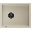 Mexen Pedro, granitový drez 560x460x200 mm, 1-komorový, béžová s čiernym sifónom, 6508561000-69-B
