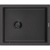 Mexen Pedro, granitový drez 560x460x200 mm, 1-komorový, čierna škvrnitá s čiernym sifónom, 6508561000-76-B