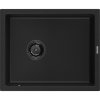 Mexen Pedro, granitový drez 560x460x200 mm, 1-komorový, čierna s čiernym sifónom, 6508561000-77-B