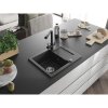 Mexen Enzo, granitový drez 576x465x174 mm, 1-komorový, čierna matná batéria Duero, čierna škvrnitá, 6506-76-671600-70