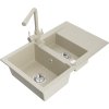 Mexen Gaspar, granitový drez 737x475x177 mm, 1,5-komorový, béžová batéria Duero, béžová, 6507-69-671600-69