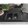 Mexen Gaspar, granitový drez 737x475x177 mm, 1,5-komorový, čierna škvrnitá batéria Duero, čierna škvrnitá, 6507-76-671600-76