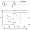 Mexen Gaspar, granitový drez 737x475x177 mm, 1,5-komorový, čierna škvrnitá batéria Duero, čierna škvrnitá, 6507-76-671600-76
