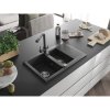 Mexen Gaspar, granitový drez 737x475x177 mm, 1,5-komorový, čierna škvrnitá batéria Duero, čierna škvrnitá, 6507-76-671600-76