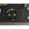 Mexen Matias, granitový drez 900x505x200 mm, 1,5-komorový a zlatá batéria Duero, čierna, 6502-77-671600-50
