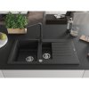 Mexen Matias, granitový drez 900x505x200 mm, 1,5-komorový a čierna batéria Duero, čierna, 6502-77-671600-70