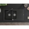 Mexen Matias, granitový drez 900x505x200 mm, 1,5-komorový a čierna batéria Duero, čierna, 6502-77-671600-70