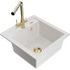 Mexen Vito, 1-komorový granitový drez 520x490x210 mm, zlatá batéria Duero, biela, 6503-20-671600-50