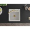Mexen Vito, 1-komorový granitový drez 520x490x210 mm, zlatá batéria Duero, biela, 6503-20-671600-50