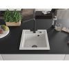 Mexen Vito, 1-komorový granitový drez 520x490x210 mm, čierna matná batéria Duero, biela, 6503-20-671600-70