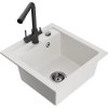 Mexen Vito, 1-komorový granitový drez 520x490x210 mm, čierna matná batéria Duero, biela, 6503-20-671600-70