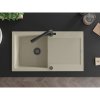 Mexen Leo, drez granitový 900x500x190 mm, 1-komorový a čierna batéria Duero, béžová, 6501-69-671600-70