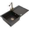 Mexen Leo, drez granitový 900x500x190 mm, 1-komorový a zlatá batéria Duero, čierna-zlatá metalíza, 6501-75-671600-50