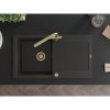 Mexen Leo, drez granitový 900x500x190 mm, 1-komorový a zlatá batéria Duero, čierna-zlatá metalíza, 6501-75-671600-50
