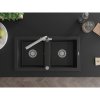 Mexen Mario, 2-komorový granitový drez 820x436x161 mm a chrómová drezová batéria Duero, čierna, 6504-77-671600-00