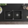Mexen Mario, 2-komorový granitový drez 820x436x161 mm a čierna drezová batéria Duero, čierna, 6504-77-671600-70