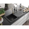 Mexen Leo, drez granitový 900x500x190 mm, 1-komorový a zlatá batéria Telma, čierna, 6501-77-670200-50-B