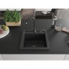 Mexen Vito, 1-komorový granitový drez 520x490x210 mm, čierna batéria Telma, čierna-strieborná metalíza, 6503-73-670200-70-B