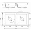Mexen Mario, 2-komorový granitový drez 820x436x161 mm a zlatá lesklá drezová batéria Telma, čierna-strieborná metalíza, 6504-73-670200-50