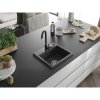 Mexen Milo, 1-komorový granitový drez 435x410x171 mm a čierna batéria Telma, čierna škvrnitá, 6505-76-670200-70