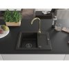Mexen Enzo, granitový drez 576x465x174 mm, 1-komorový, zlatá batéria Telma, čierna-zlatá metalíza, 6506-75-670200-50-B