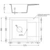 Mexen Enzo, granitový drez 576x465x174 mm, 1-komorový, čierna batéria Telma, čierna, 6506-77-670200-70-B