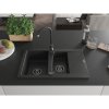 Mexen Gaspar, granitový drez 737x475x177 mm, 1,5-komorový a čierna batéria Telma, čierna-strieborná metalíza, 6507-73-670200-70-B
