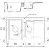 Mexen Gaspar, granitový drez 737x475x177 mm, 1,5-komorový a čierna batéria Telma, čierna-strieborná metalíza, 6507-73-670200-70-B