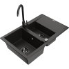 Mexen Gaspar, granitový drez 737x475x177 mm, 1,5-komorový a čierna batéria Telma, čierna-zlatá metalíza, 6507-75-670200-70-B