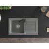 Mexen Pablo, granitový drez 752x436x161 mm, 1-komorový a čierna batéria Telma, šedá, 6510-71-670200-70