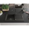 Mexen Pablo, granitový drez 752x436x161 mm, 1-komorový a čierna batéria Telma, čierna-zlatá metalíza, 6510-75-670200-70-B