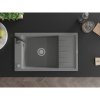 Mexen Elias, 1-komorový granitový drez s odkvapkávačom 795x480x200 mm a čierna matná kuchynská batéria Telma, šedá, 6511-71-670200-70