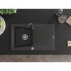 Mexen Cesar, granitový drez 775x470x190 mm, 1-komorový a čierna batéria Telma, čierna škvrnitá, 6514-76-670200-70